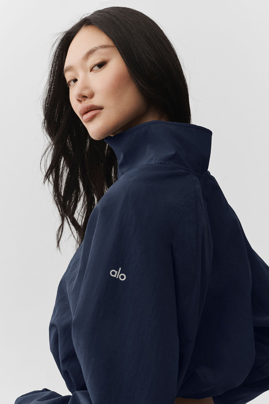 alo Cropped 1/4 Zip Alumni Pullover - Navy