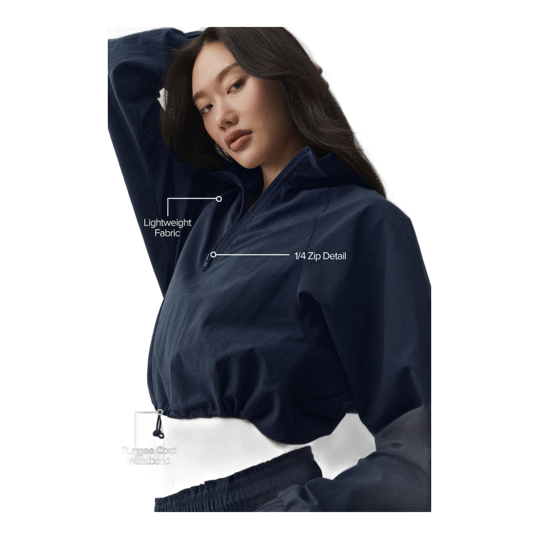 alo Cropped 1/4 Zip Alumni Pullover - Navy