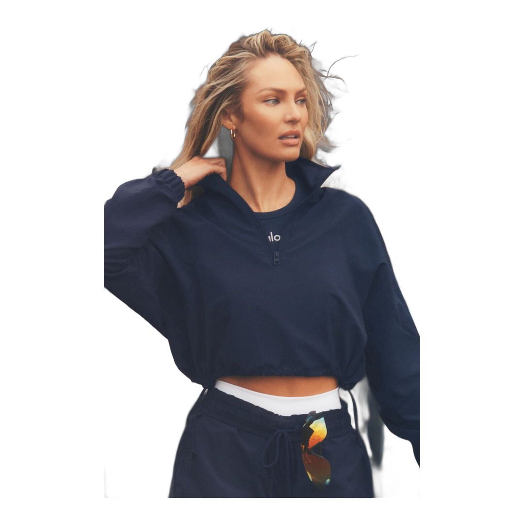 alo クロップド 1/4ジップ アルムナイ プルオーバー ＸＸＳ alo Cropped 1/4 Zip Alumni Pullover - Navy
