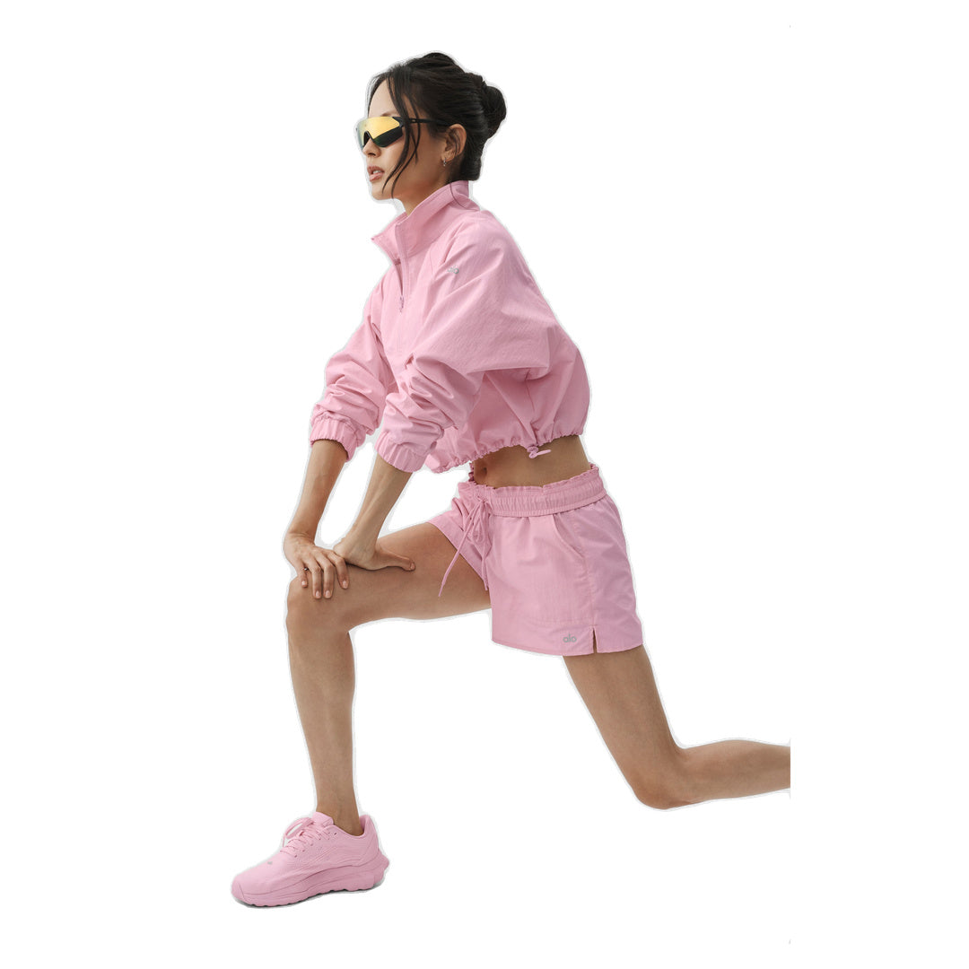 ALO Cropped 1/4 Zip Alumni Pullover - Pink Marshmallow