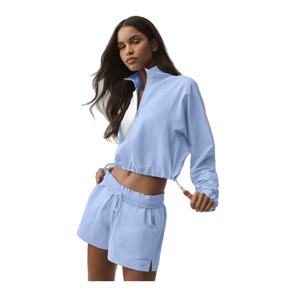 alo Cropped 1/4 Zip Alumni Pullover - Light Provence Blue