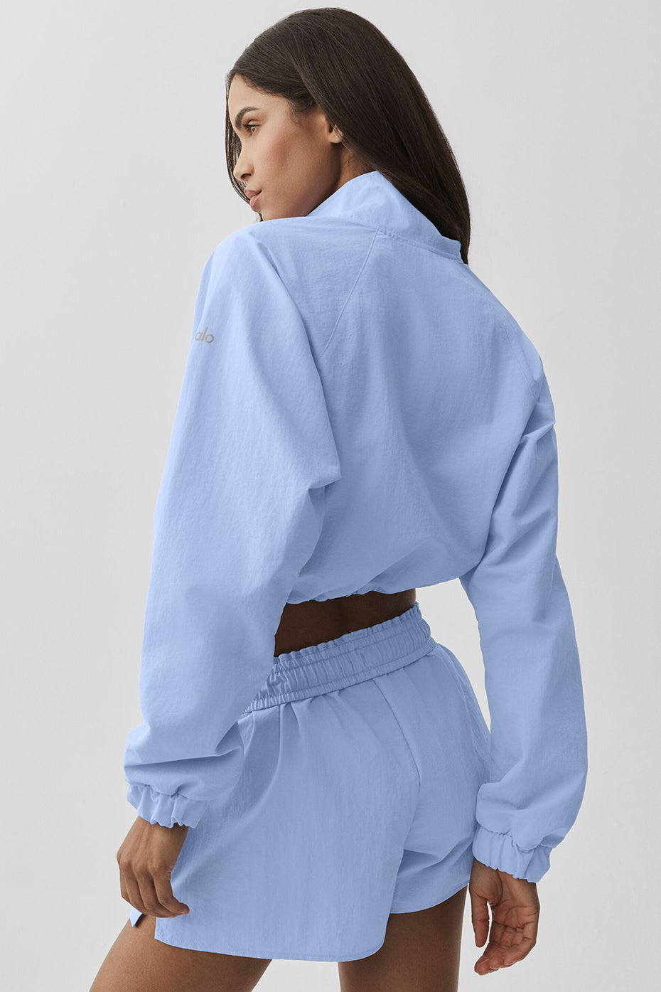 alo Cropped 1/4 Zip Alumni Pullover - Light Provence Blue
