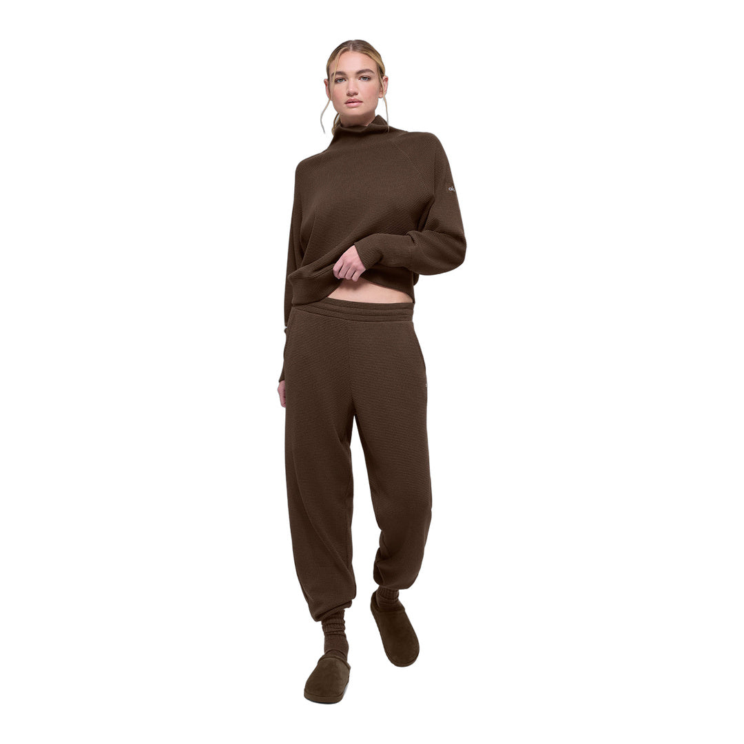 alo Waffle Weekend Escape Mock Neck Long Sleeve - Espresso