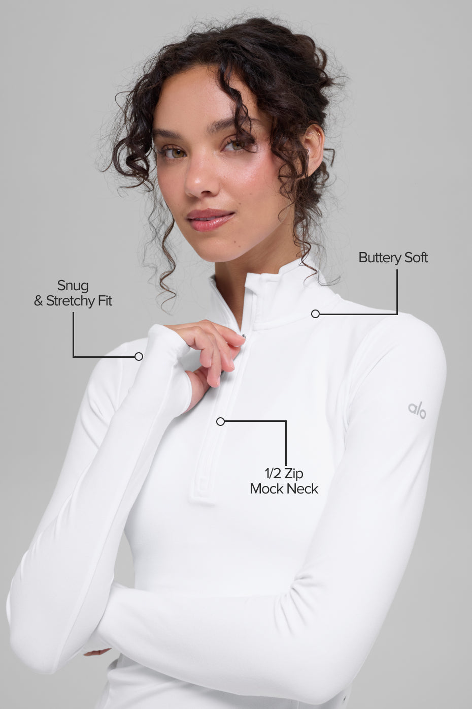 alo Alosoft 1/2 Zip Rapid Pullover - White