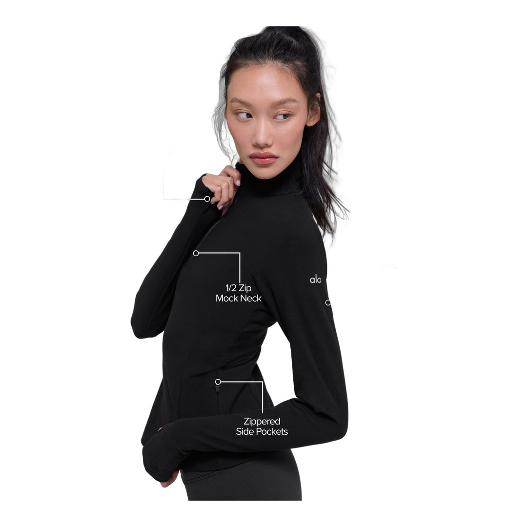 alo Alosoft 1/2 Zip Rapid Pullover - Black