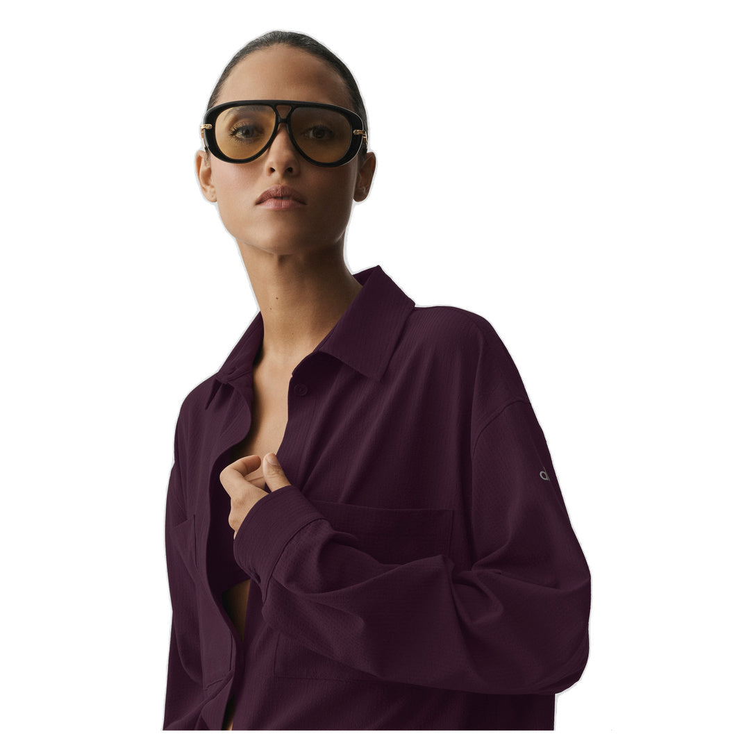 ALO Dreamscape Button Down Long Sleeve - Rich Bordeaux