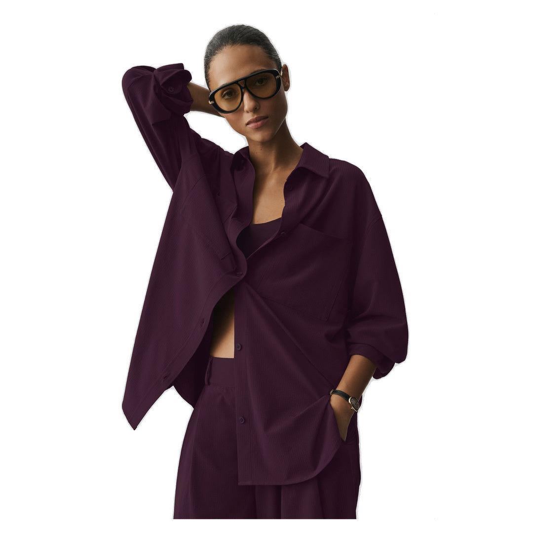 ALO Dreamscape Button Down Long Sleeve - Rich Bordeaux