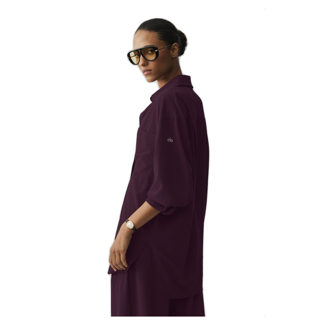 ALO Dreamscape Button Down Long Sleeve - Rich Bordeaux