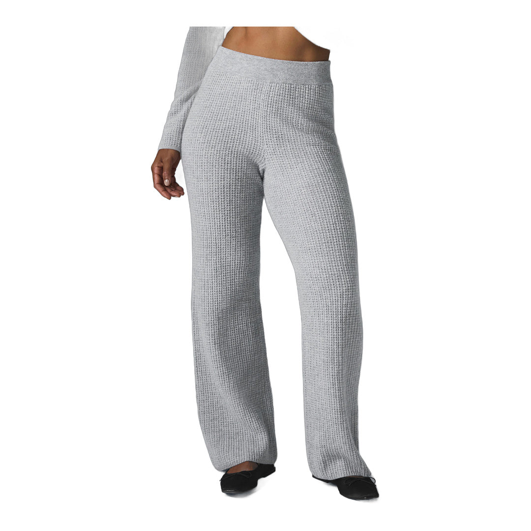 alo Cashmere High-Waist Plush Waffle Pant - Athletic Heather Grey