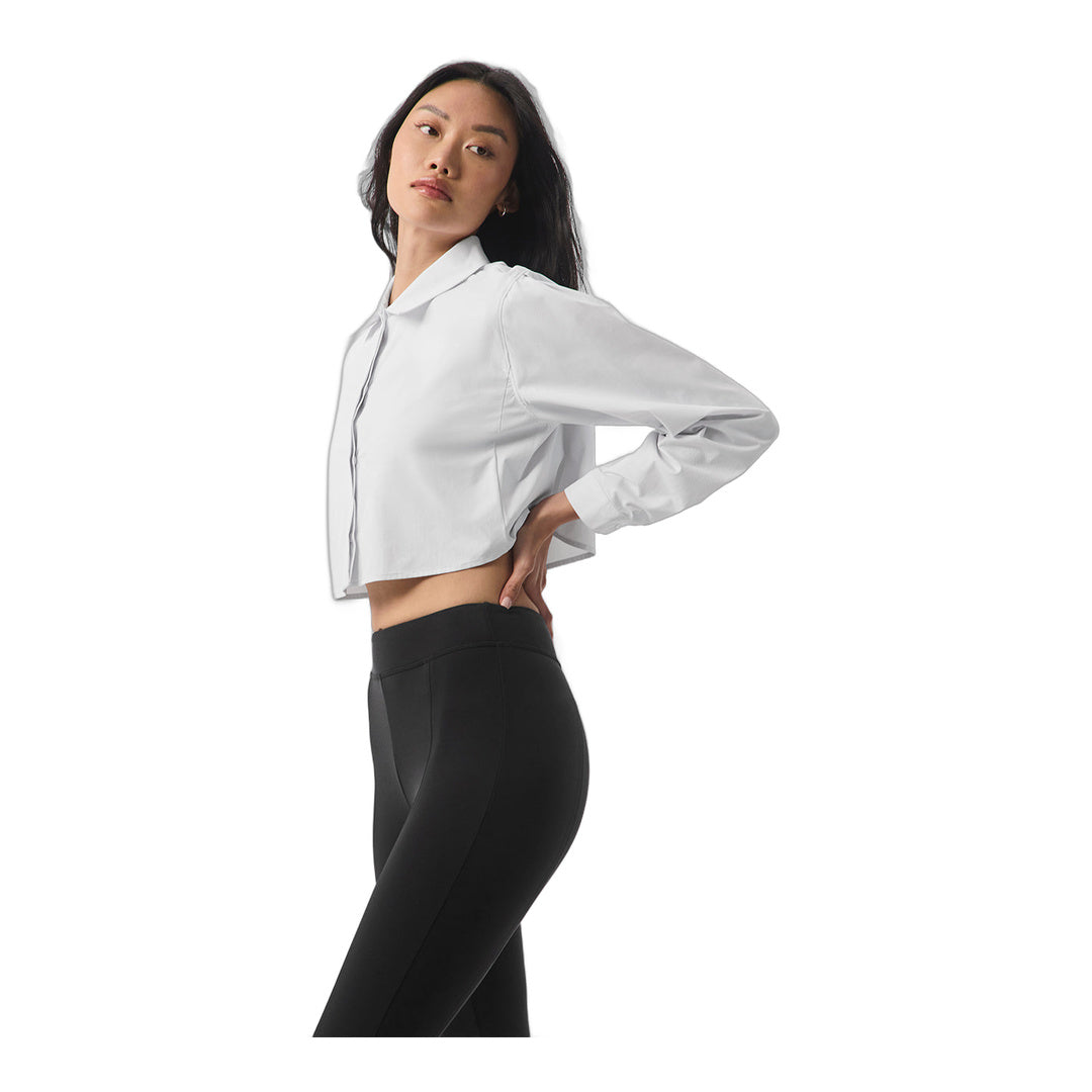 alo Cropped Take Me Out Button Up - White