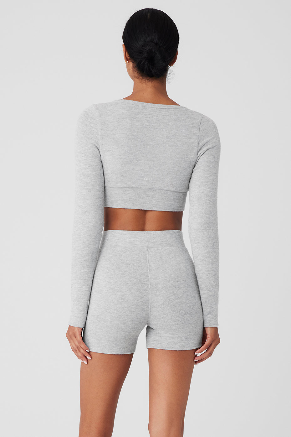 alo Alolux Cropped Me Time Cardigan - Athletic Heather Grey