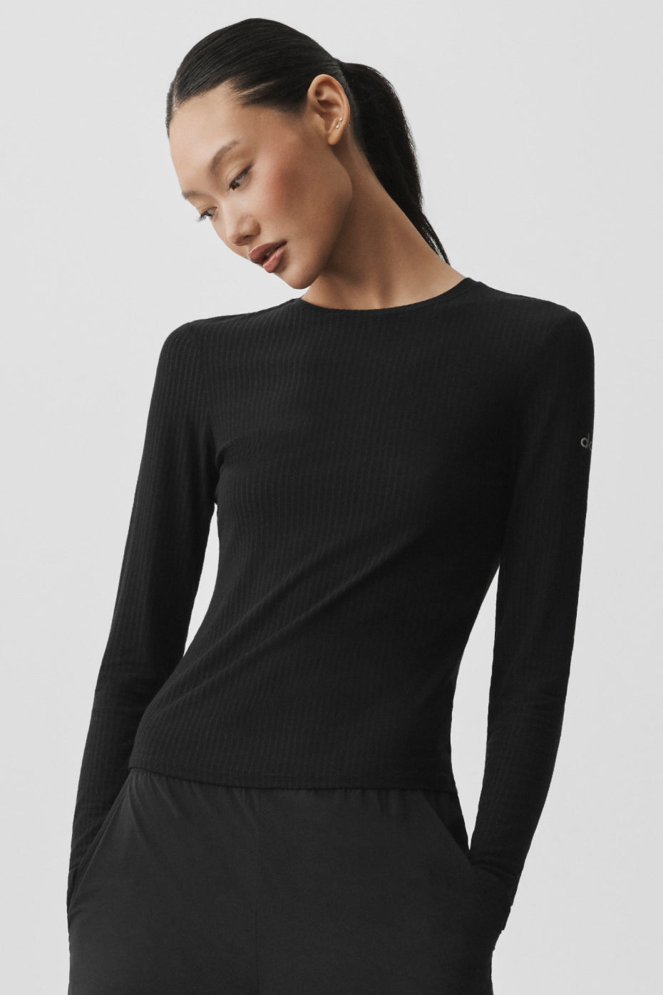 alo Ribbed Sea Coast Long Sleeve - Black