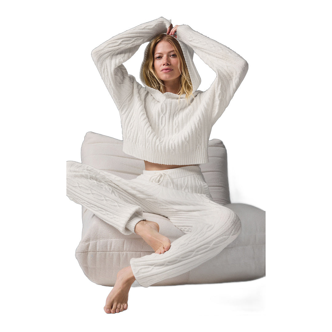 alo Cable Knit Winter Bliss Hoodie - Ivory