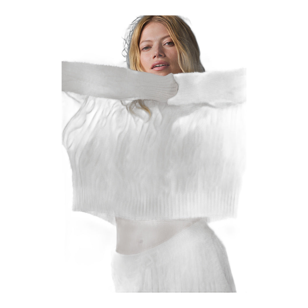 alo Cable Knit Winter Bliss Hoodie - Ivory