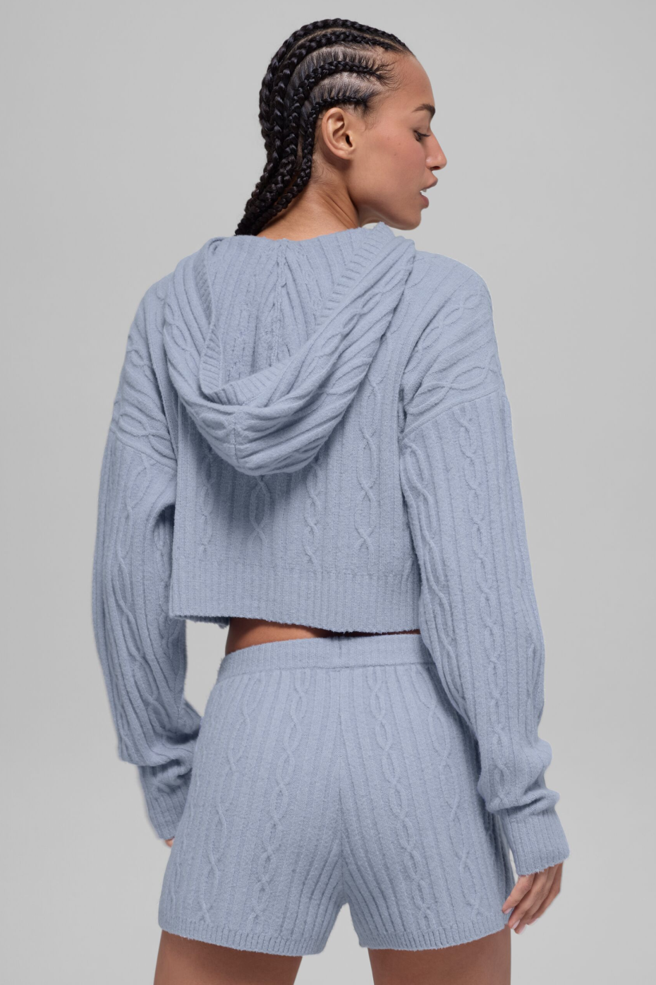alo Cable Knit Winter Bliss Hoodie - Winter Frost