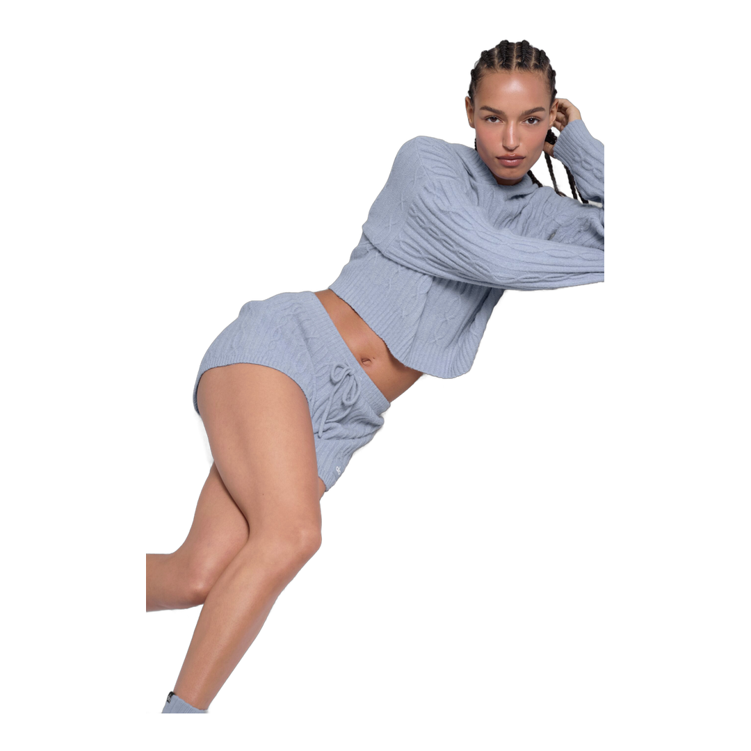 alo Cable Knit Winter Bliss Hoodie - Winter Frost