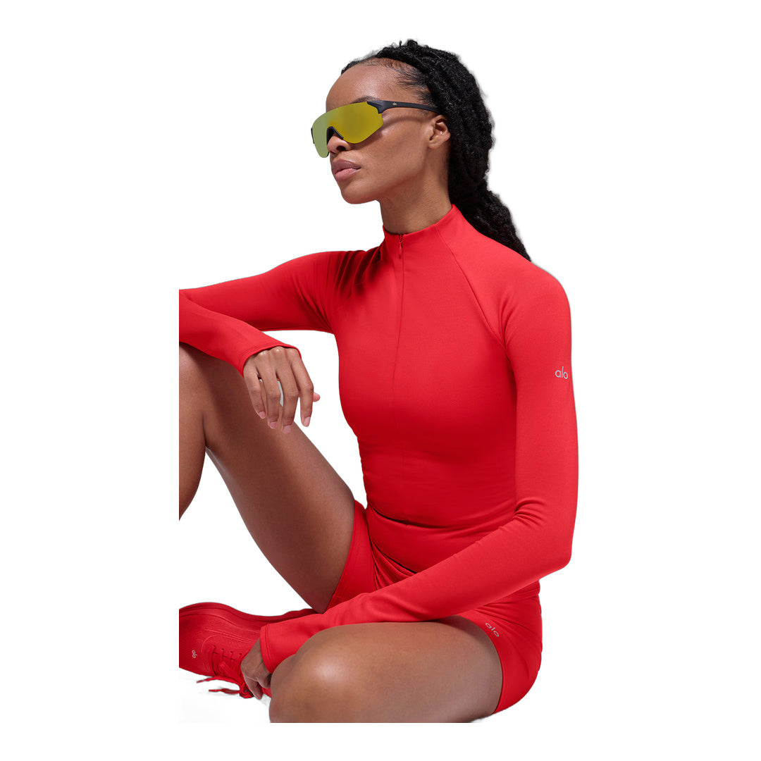alo Airlift Winter Warm 1/4 Zip Long Sleeve - Bright Red