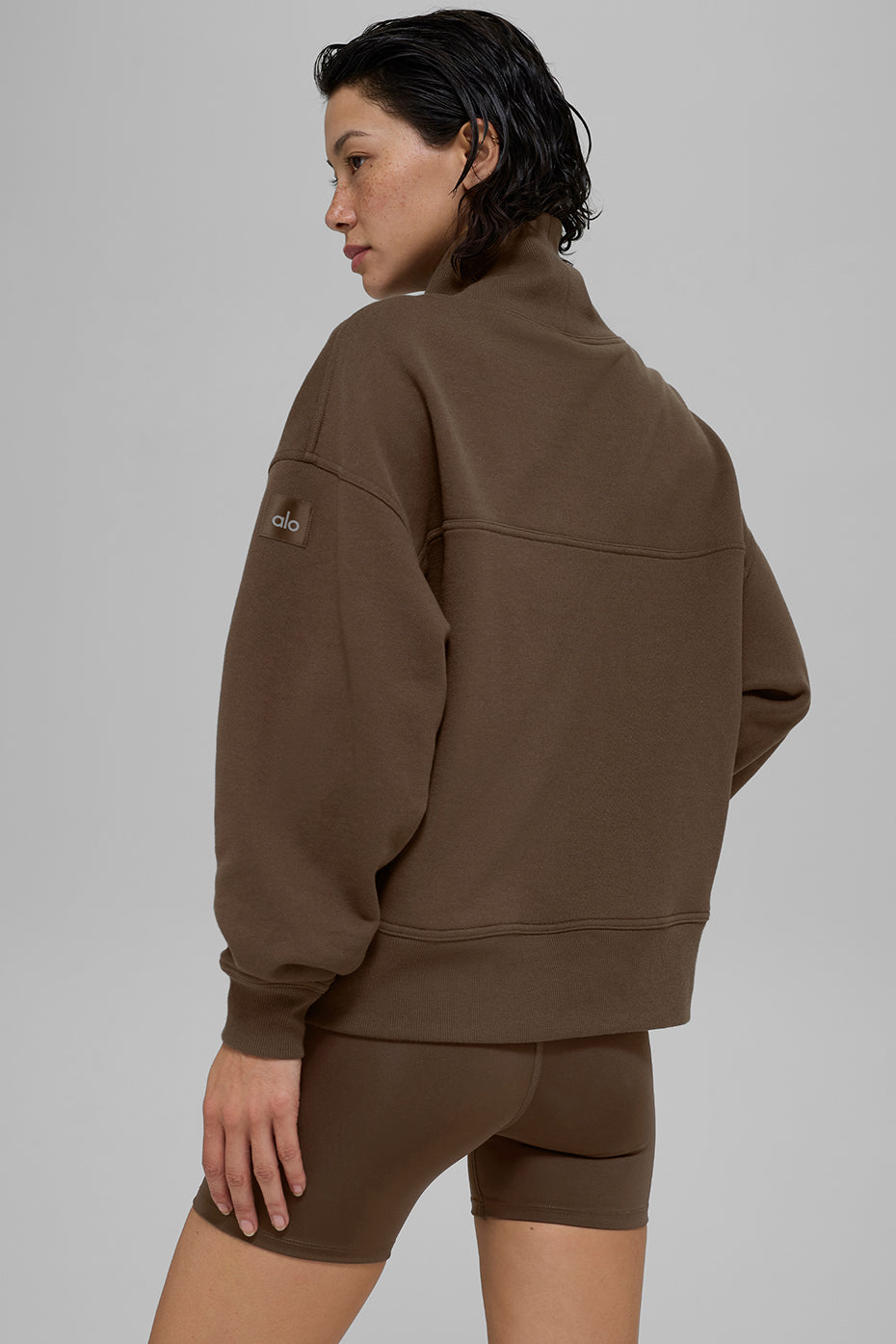 alo Hazy Mock Neck Pullover - Espresso