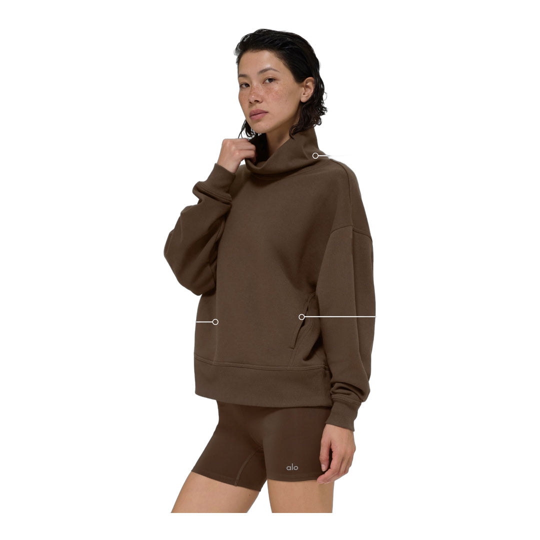 alo Hazy Mock Neck Pullover - Espresso