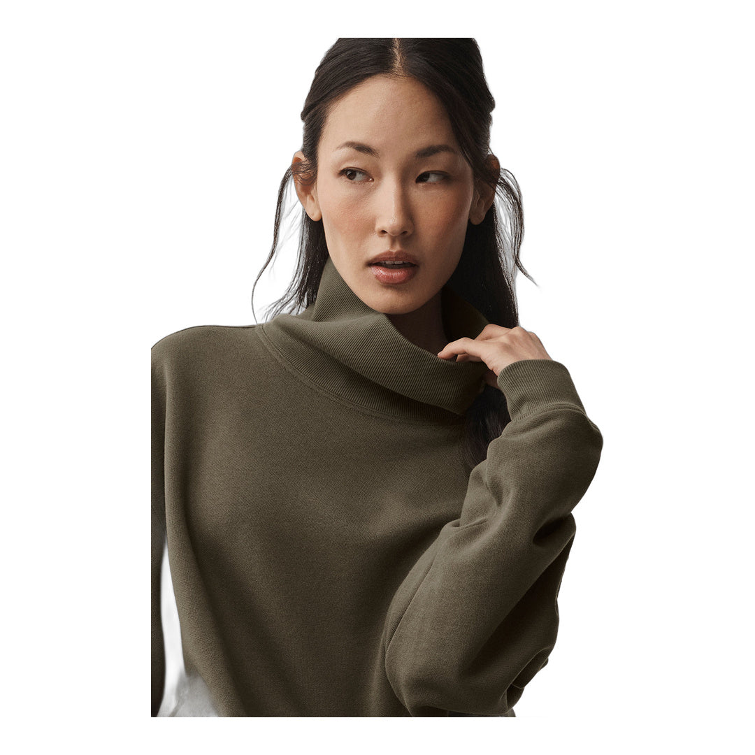 alo Hazy Mock Neck Pullover - Olive Tree