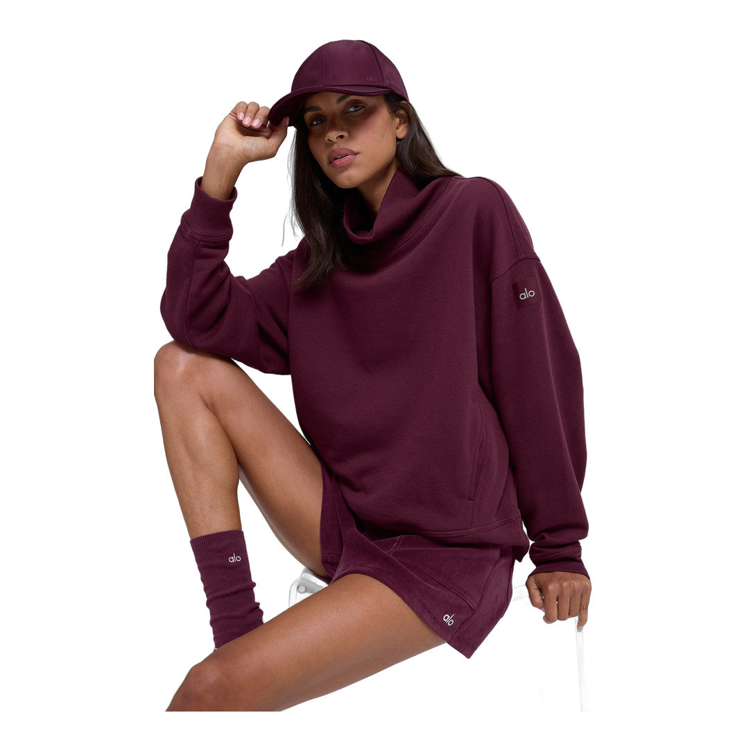 alo Hazy Mock Neck Pullover - Burgundy