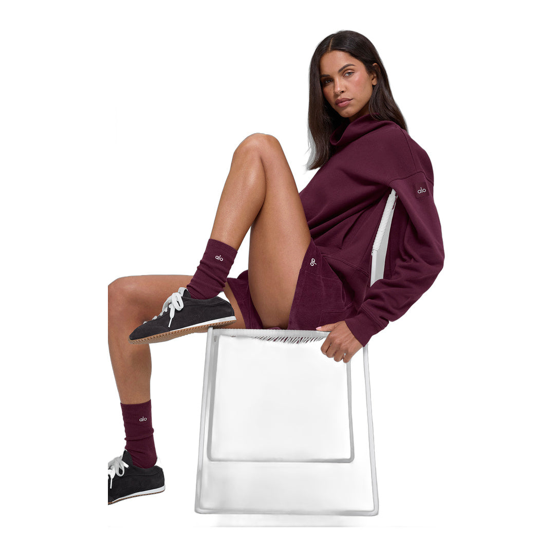 alo Hazy Mock Neck Pullover - Burgundy