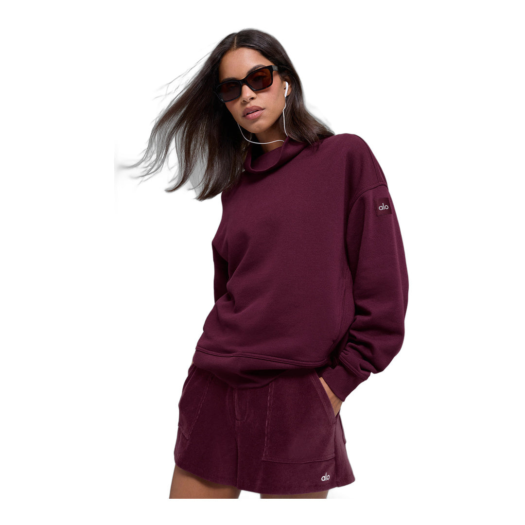 alo Hazy Mock Neck Pullover - Burgundy