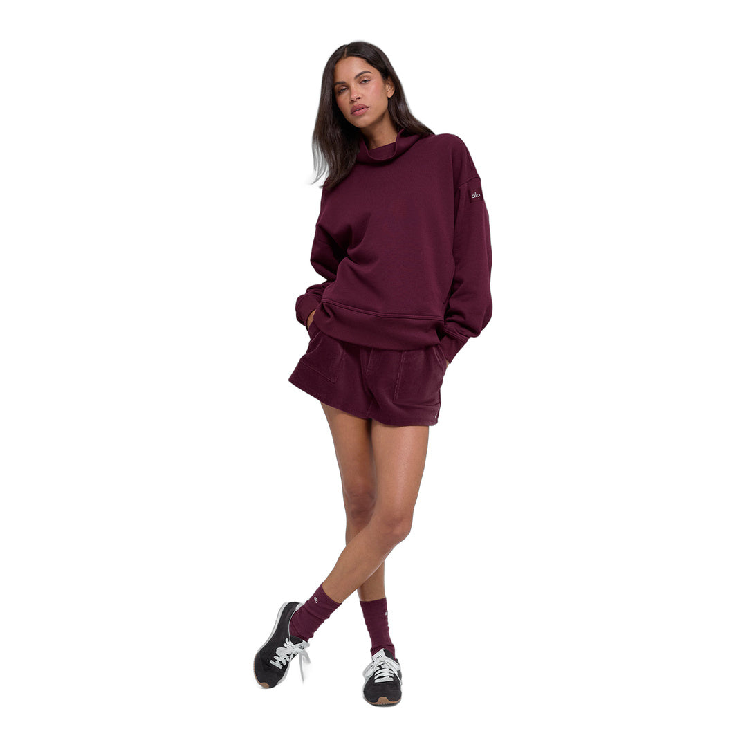 alo Hazy Mock Neck Pullover - Burgundy