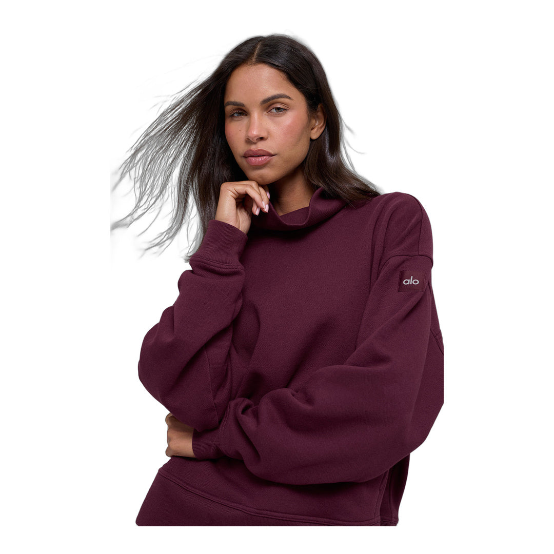 alo Hazy Mock Neck Pullover - Burgundy