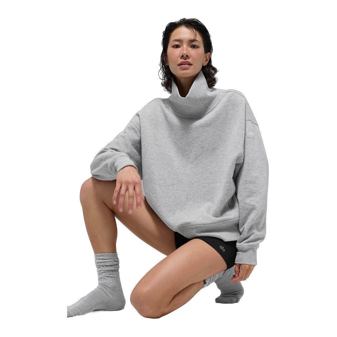 alo Hazy Mock Neck Pullover - Athletic Heather Grey