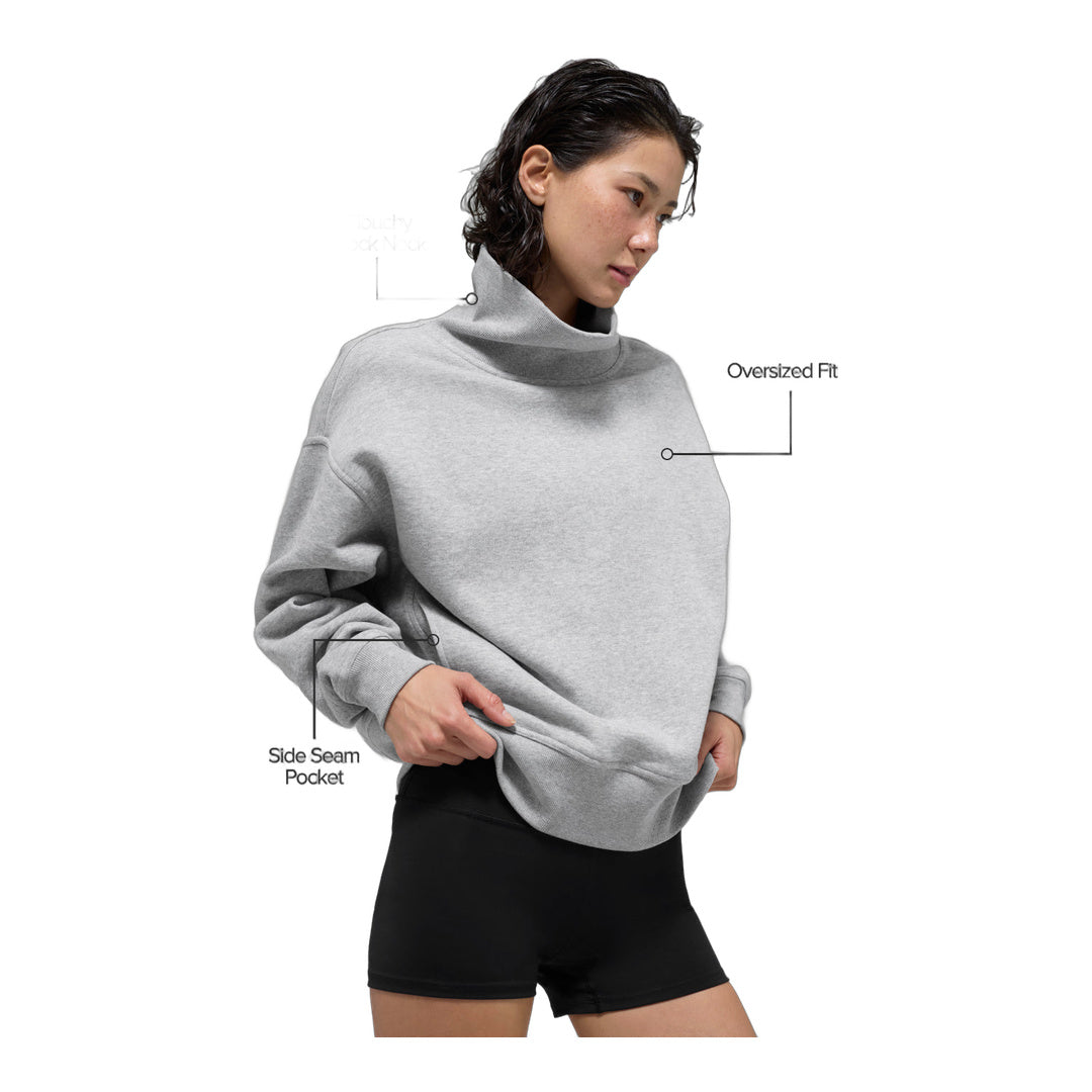 alo Hazy Mock Neck Pullover - Athletic Heather Grey