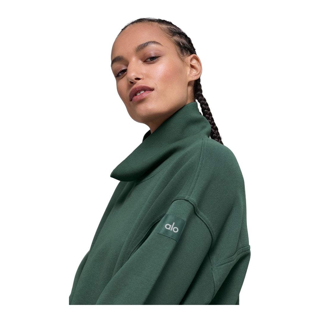 alo Hazy Mock Neck Pullover - Clover Green