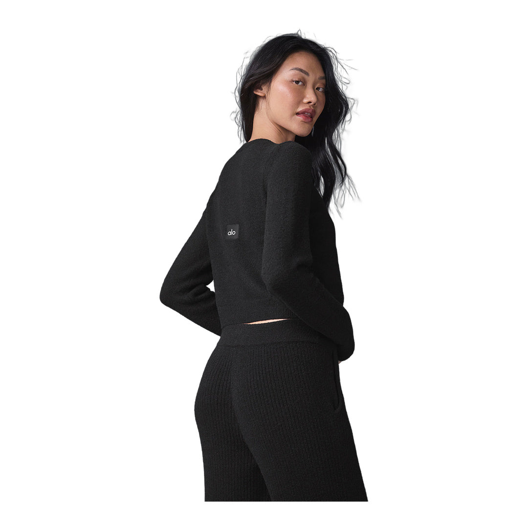alo Snuggle Up Sweater Cropped Cardigan - Black