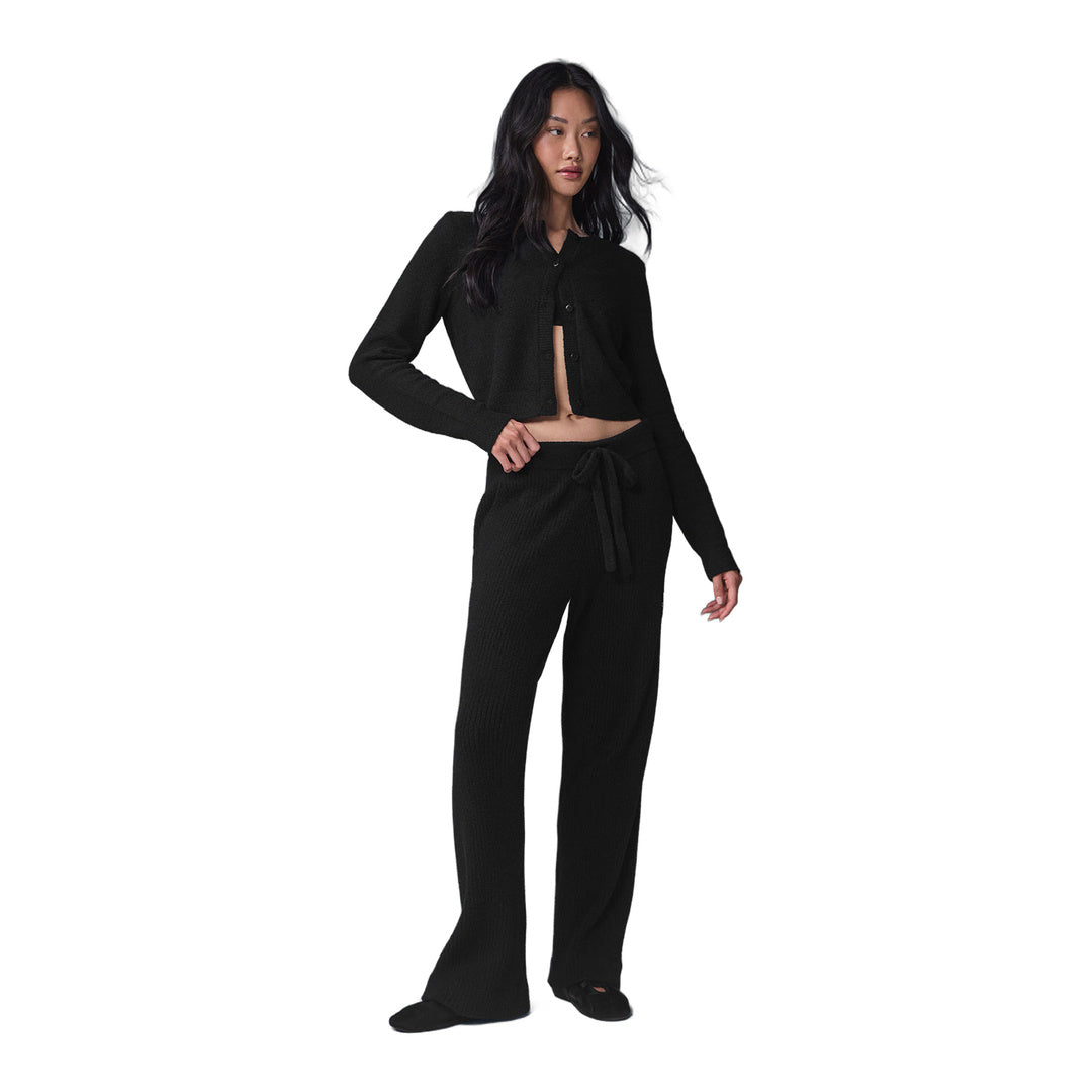 alo Snuggle Up Sweater Cropped Cardigan - Black