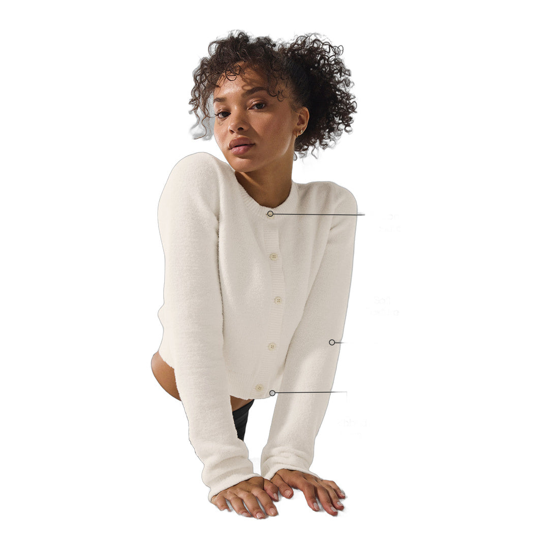 alo Snuggle Up Sweater Cropped Cardigan - Ivory