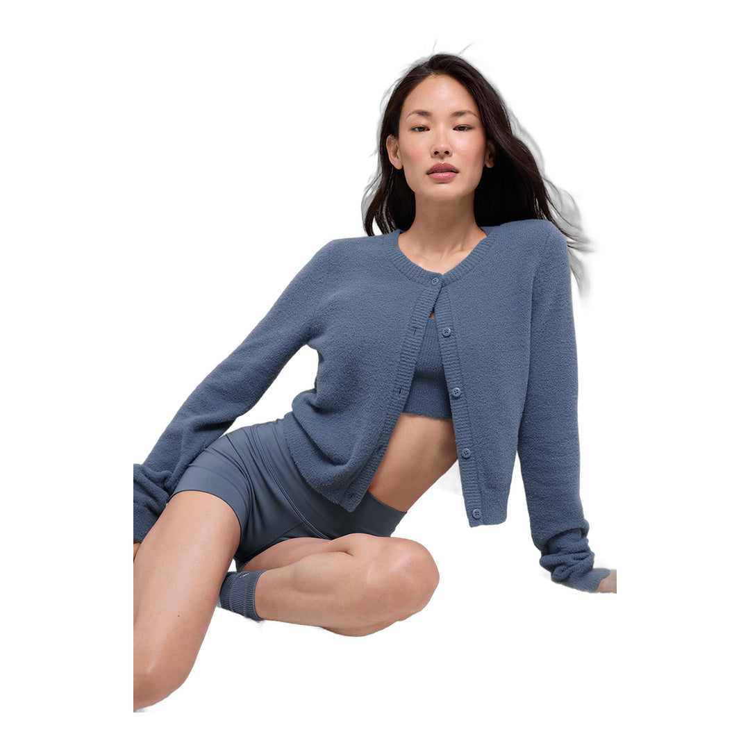 alo Snuggle Up Sweater Cropped Cardigan - Bluestone