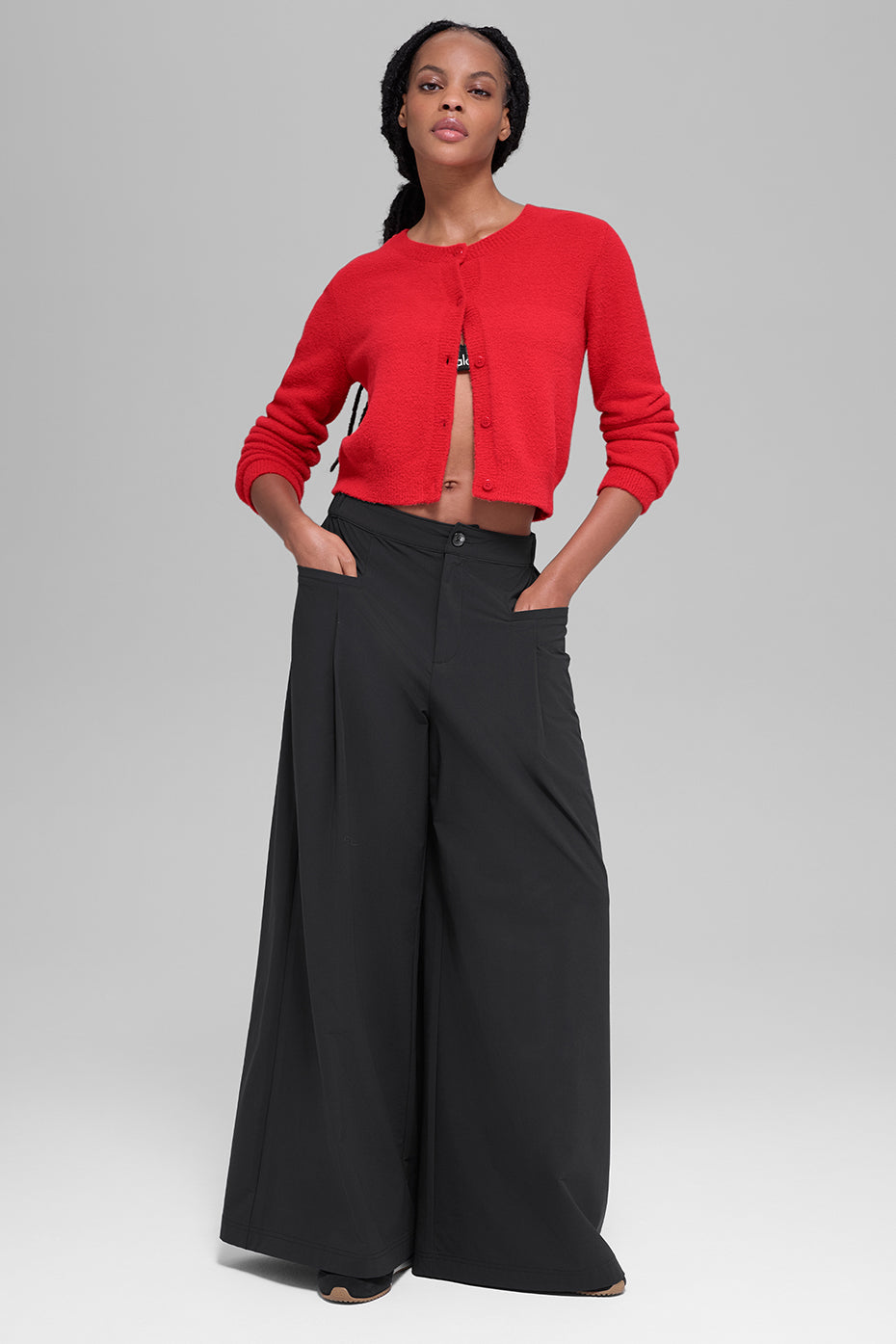 alo Snuggle Up Sweater Cropped Cardigan - Bright Red