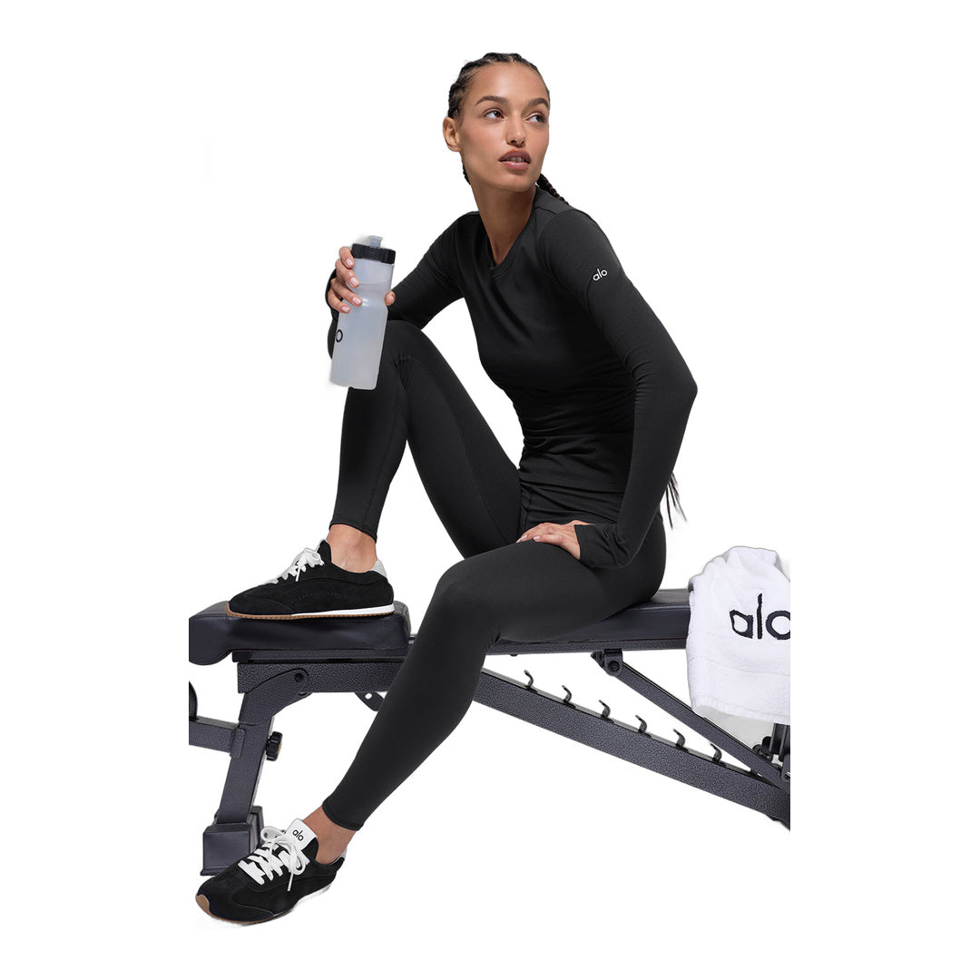 alo Airbrush Winter Warm Nocturne Long Sleeve - Black