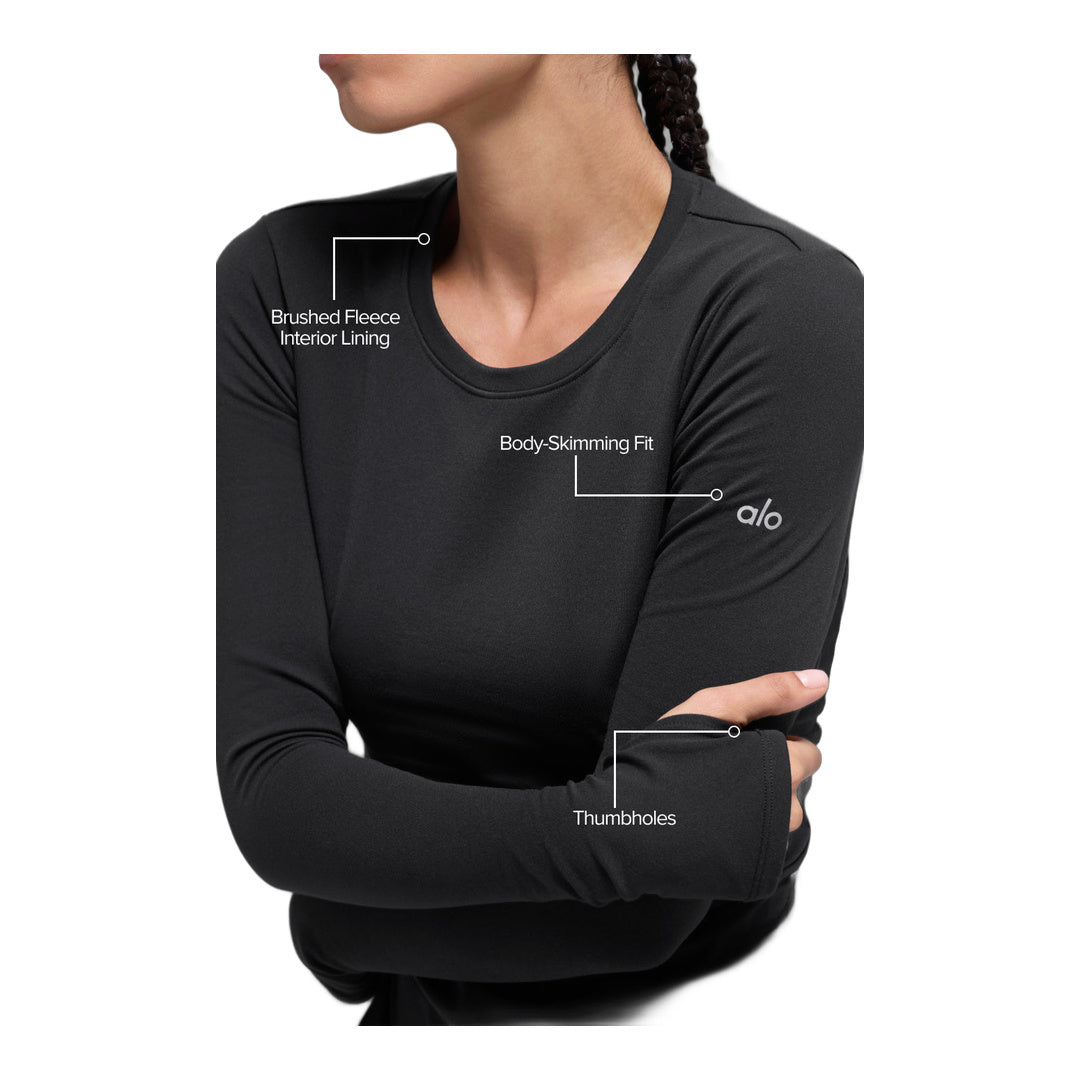 alo Airbrush Winter Warm Nocturne Long Sleeve - Black