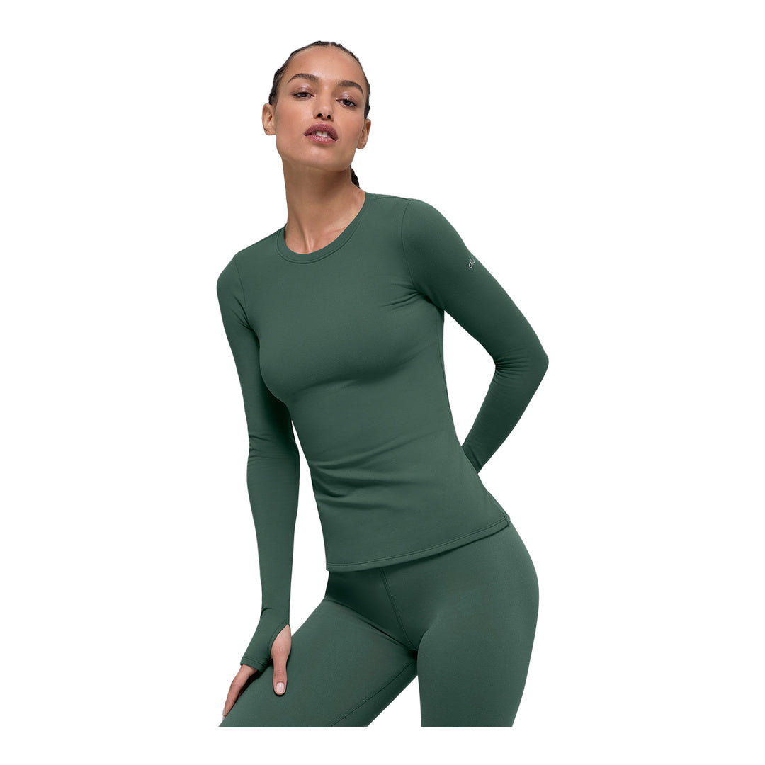 alo Airbrush Winter Warm Nocturne Long Sleeve - Clover Green