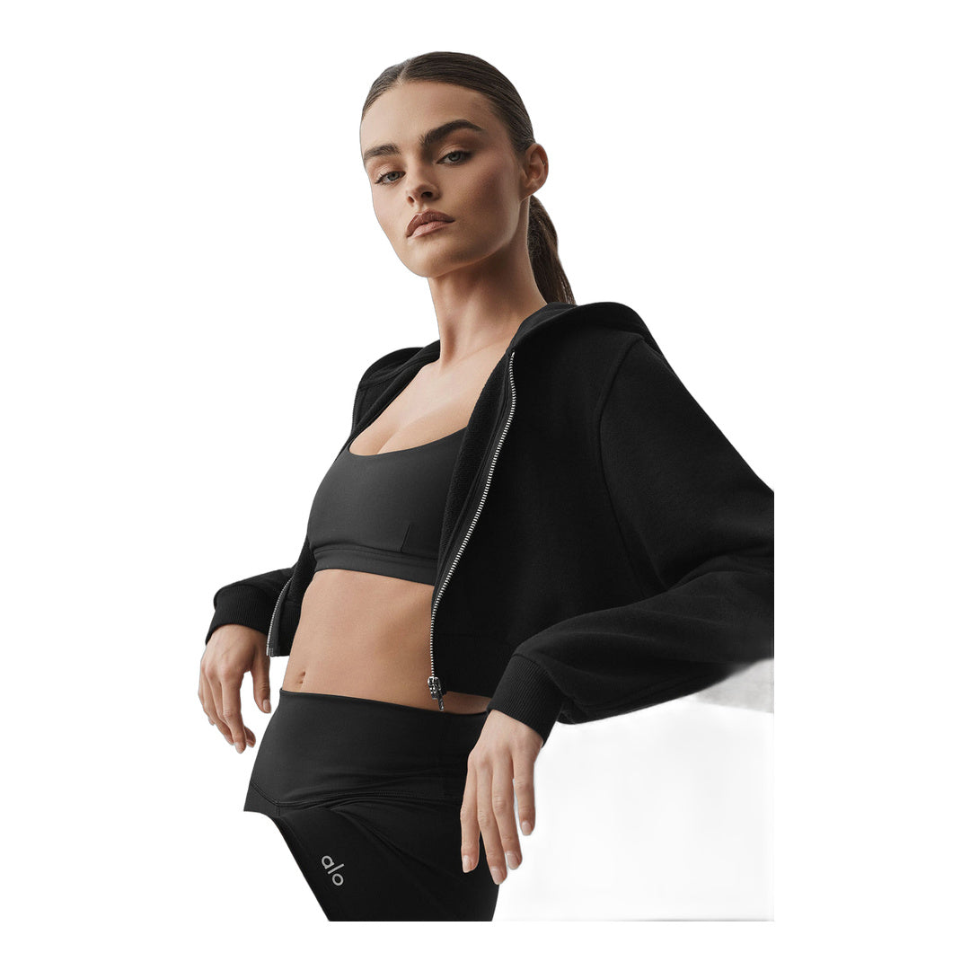 alo Sweet Escape Zip Up Hoodie - Black