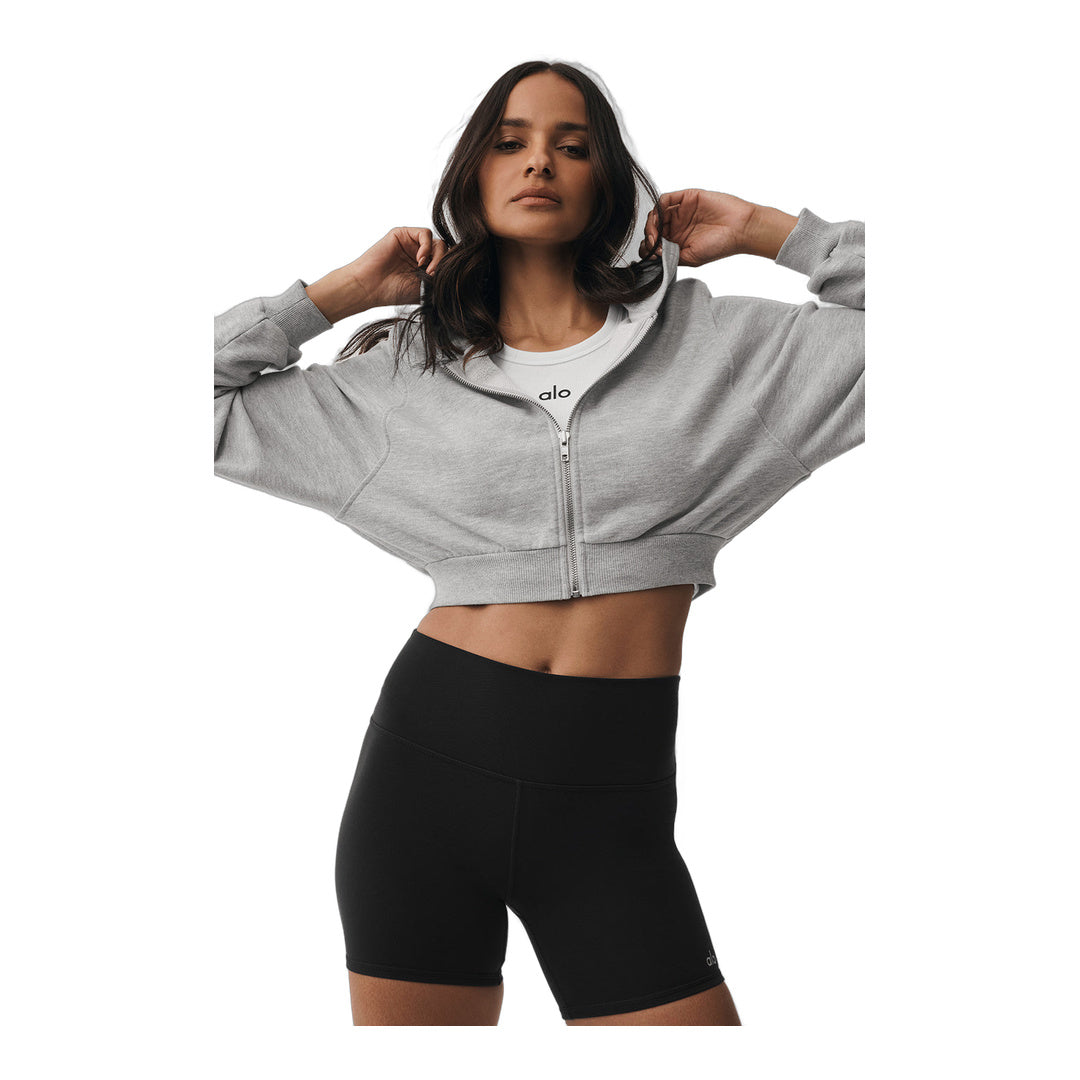 alo Sweet Escape Zip Up Hoodie - Athletic Heather Grey