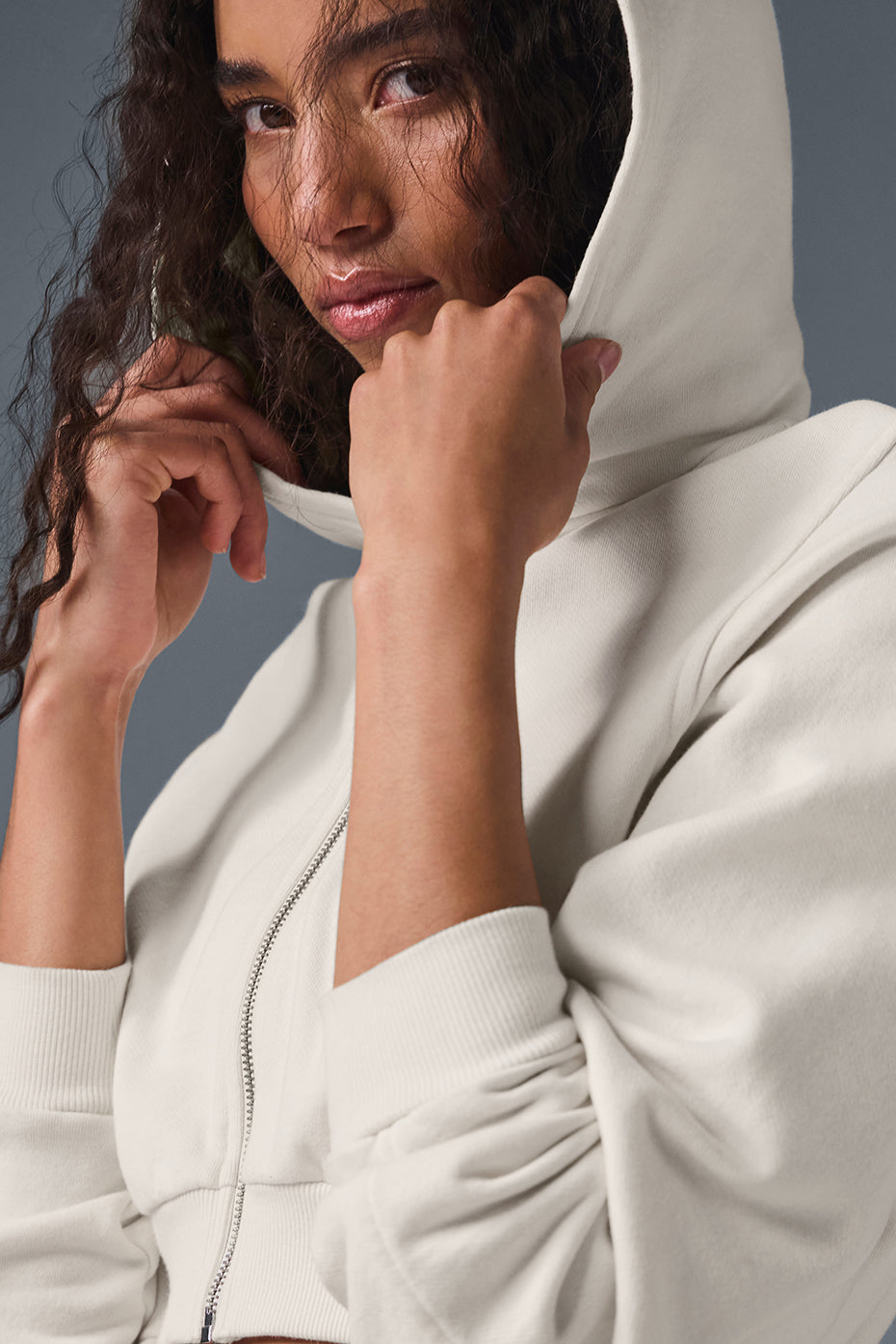 alo Sweet Escape Zip Up Hoodie - Ivory