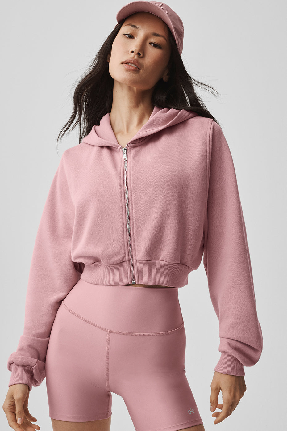 alo Sweet Escape Zip Up Hoodie - Vintage Pink
