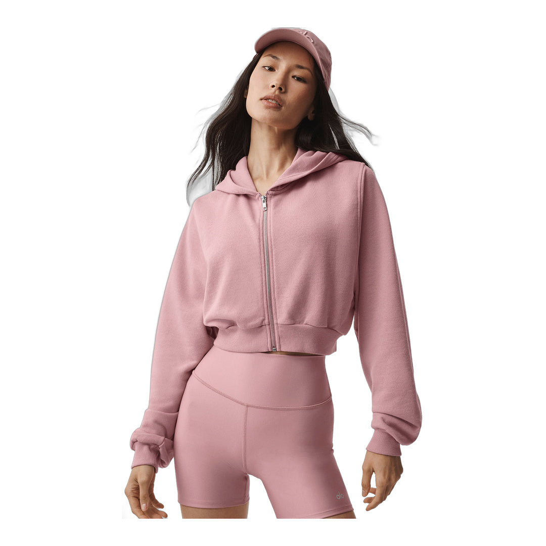 alo Sweet Escape Zip Up Hoodie - Vintage Pink