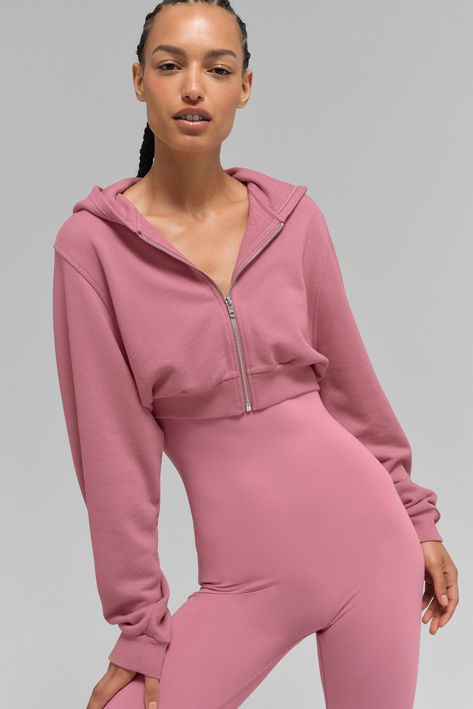 alo Sweet Escape Zip Up Hoodie - Pink Wild Rose