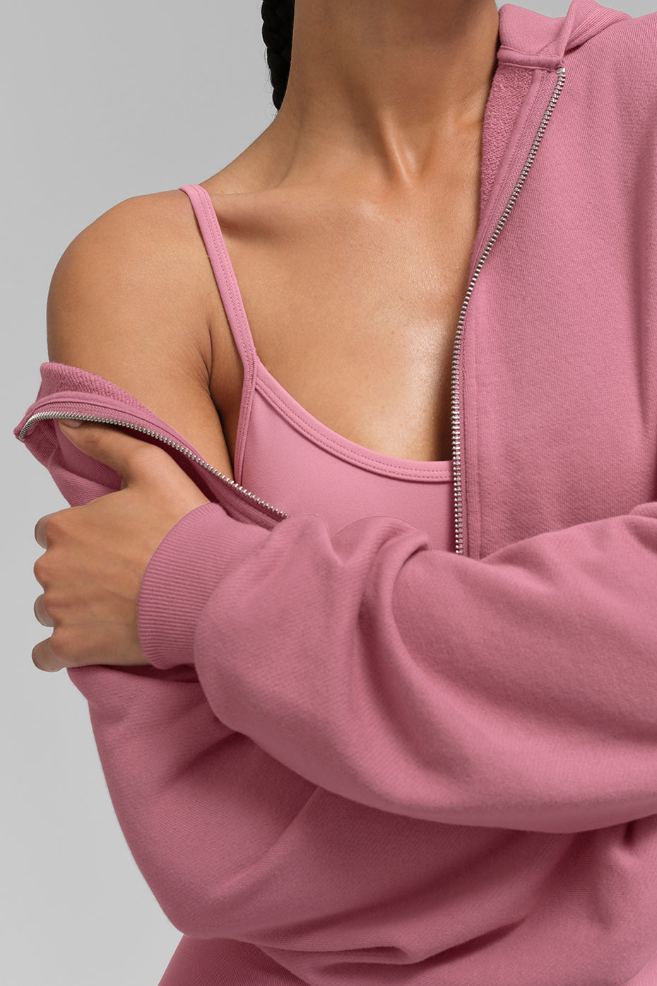 alo Sweet Escape Zip Up Hoodie - Pink Wild Rose