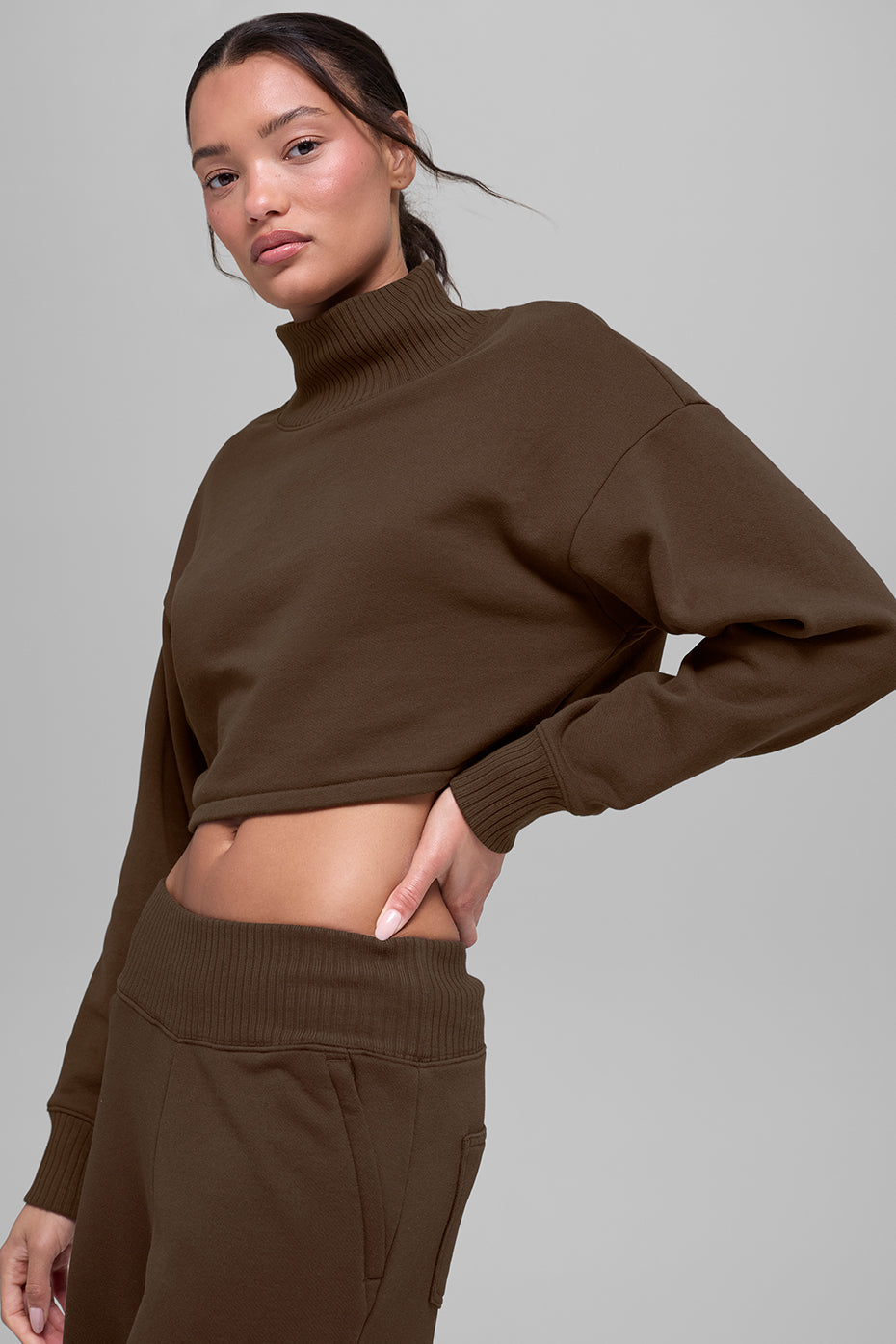 alo Cropped Serenity Coverup - Espresso