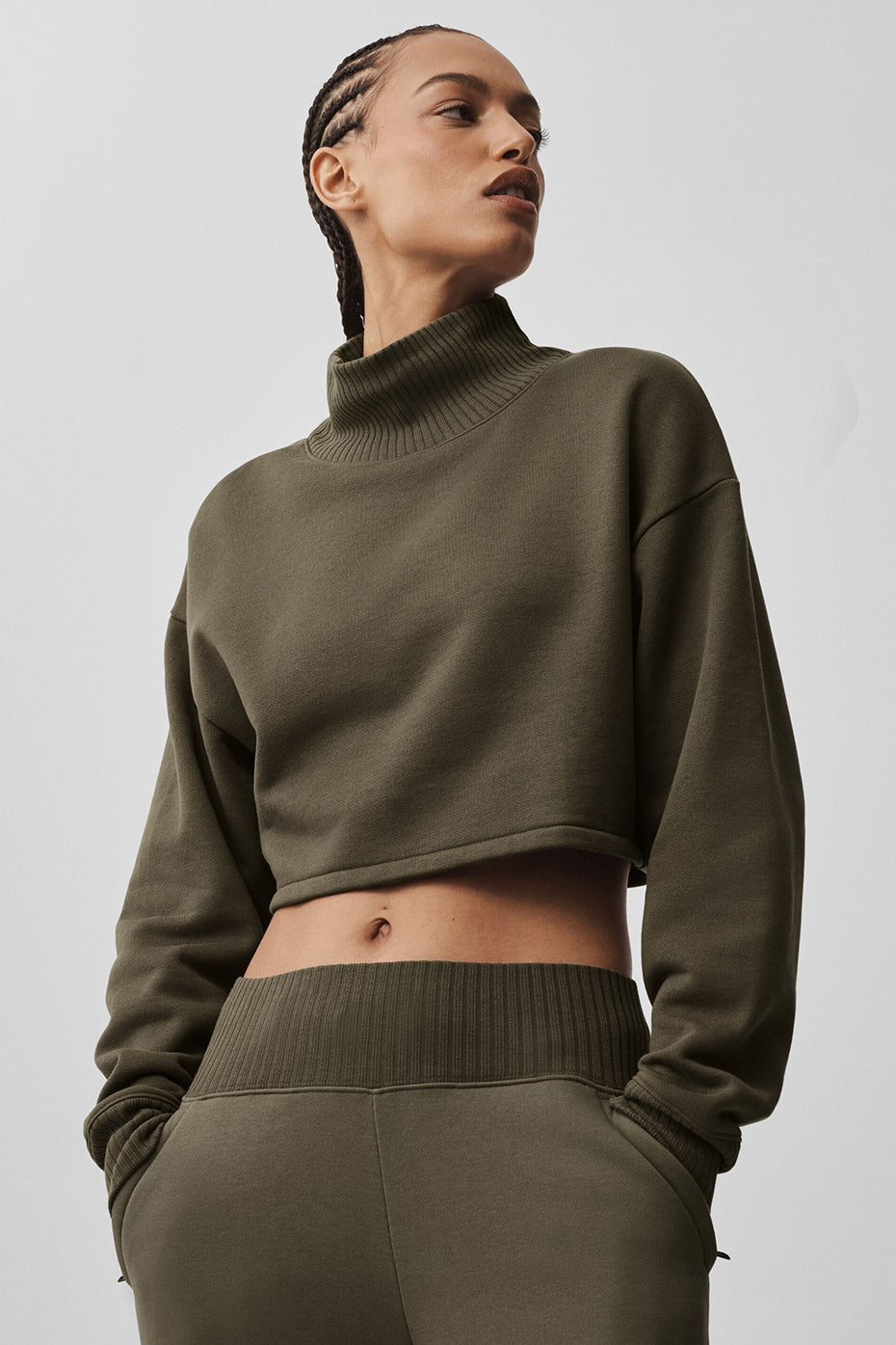 alo Cropped Serenity Coverup - Olive Tree