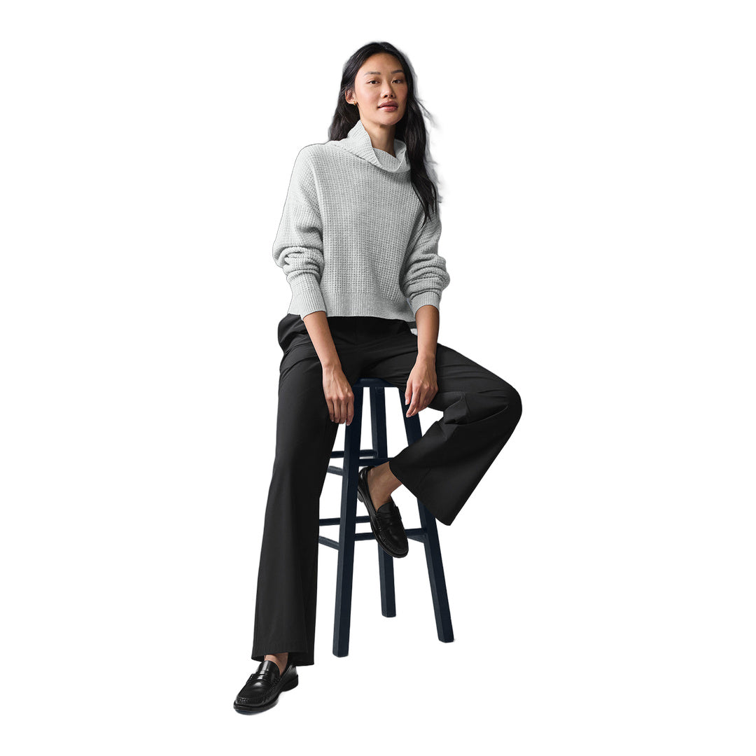 alo Cashmere Plush Waffle Turtleneck Pullover - Athletic Heather Grey